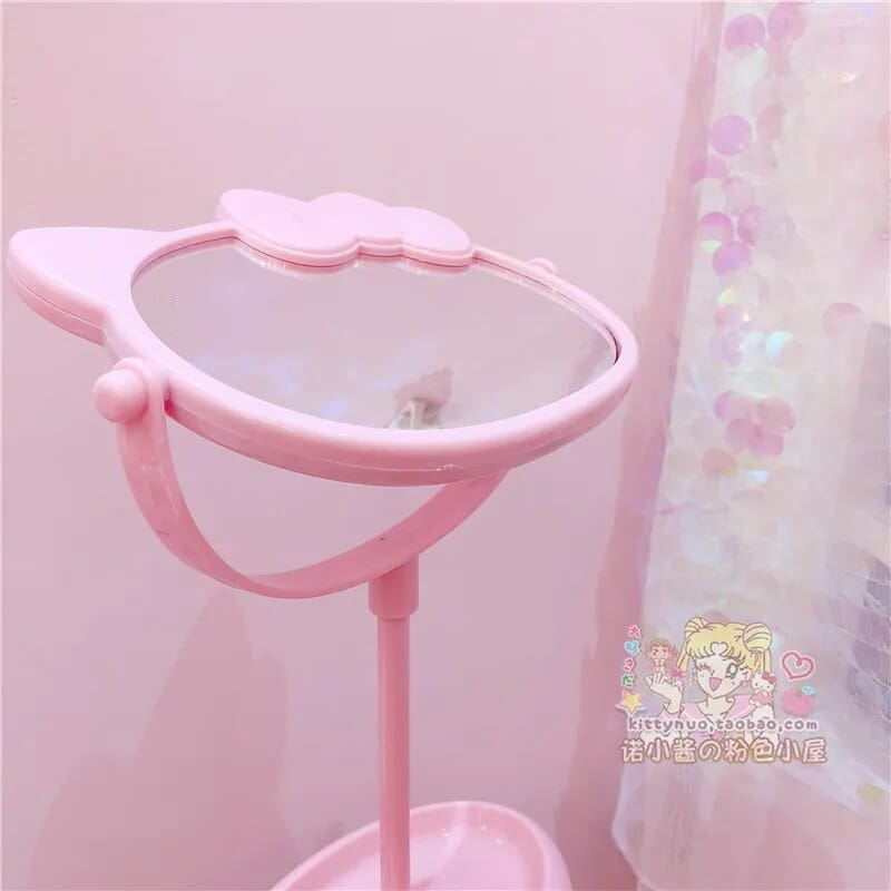 Miroir hello kitty sur pied rose – Image 2