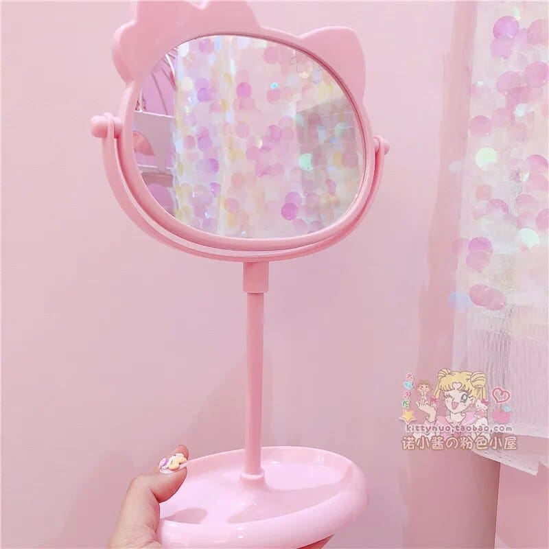 Miroir hello kitty sur pied rose – Image 3