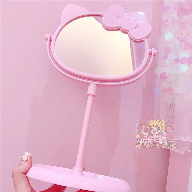 Miroir hello kitty sur pied rose – Image 4